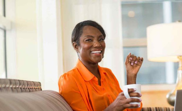 women at home drinking coffee