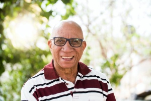 Older black man smiling 