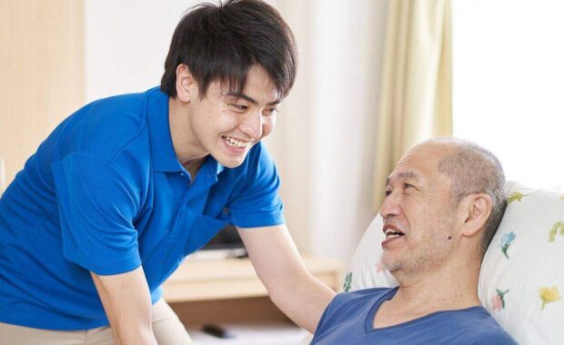 caregiver working in a care facility