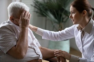 nurse spend time with old man
