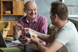 elderly father lends money to his adult son