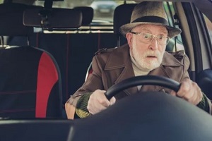 old man frightened while driving
