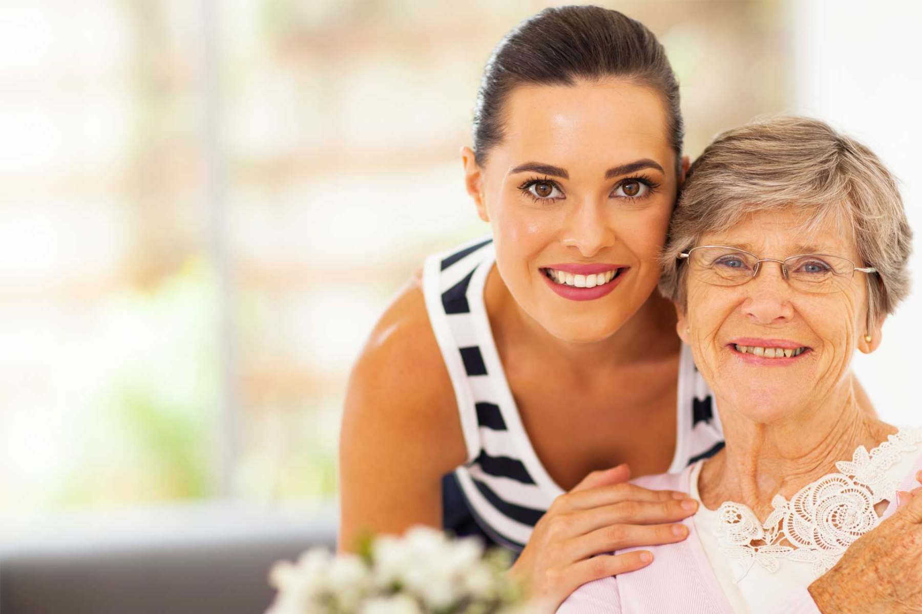 Daughter and senior mother