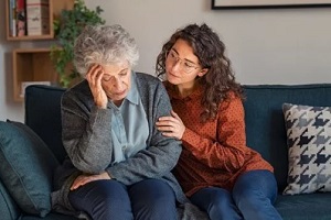 doctor talking with upset mother