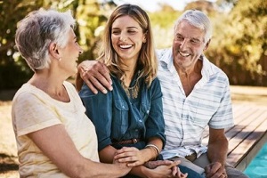 young girl with old parents