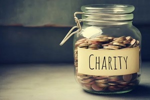 charity donation coins in jar