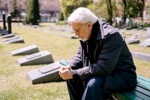 A Sad Lonely Old Man Sitting on Bench
