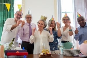 Group of Senior People Celebrating A Birthday Event
